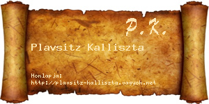 Plavsitz Kalliszta névjegykártya